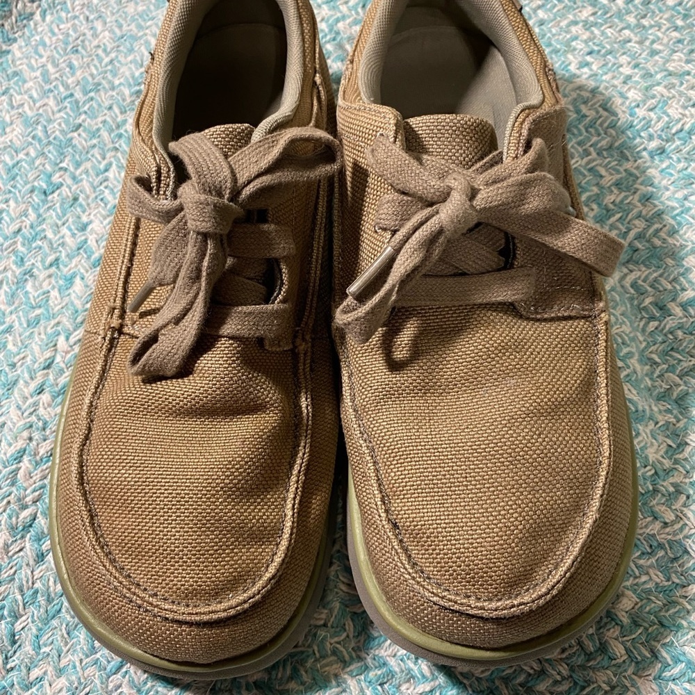 PATAGONIA BOULDER CANVAS SHOES MENS 8 TAN LACE UP CASUAL COMFORT